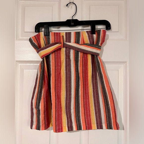 Shein Striped Button Up Mini Skirt with Tie Belt - Picture 5 of 5